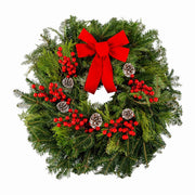 22" Wreath with Pinecones & Berries
