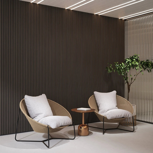 Luxury Smoked Walnut Acoustic Solid Wood Slat Wall Panels ( 2 Panels Per Box）