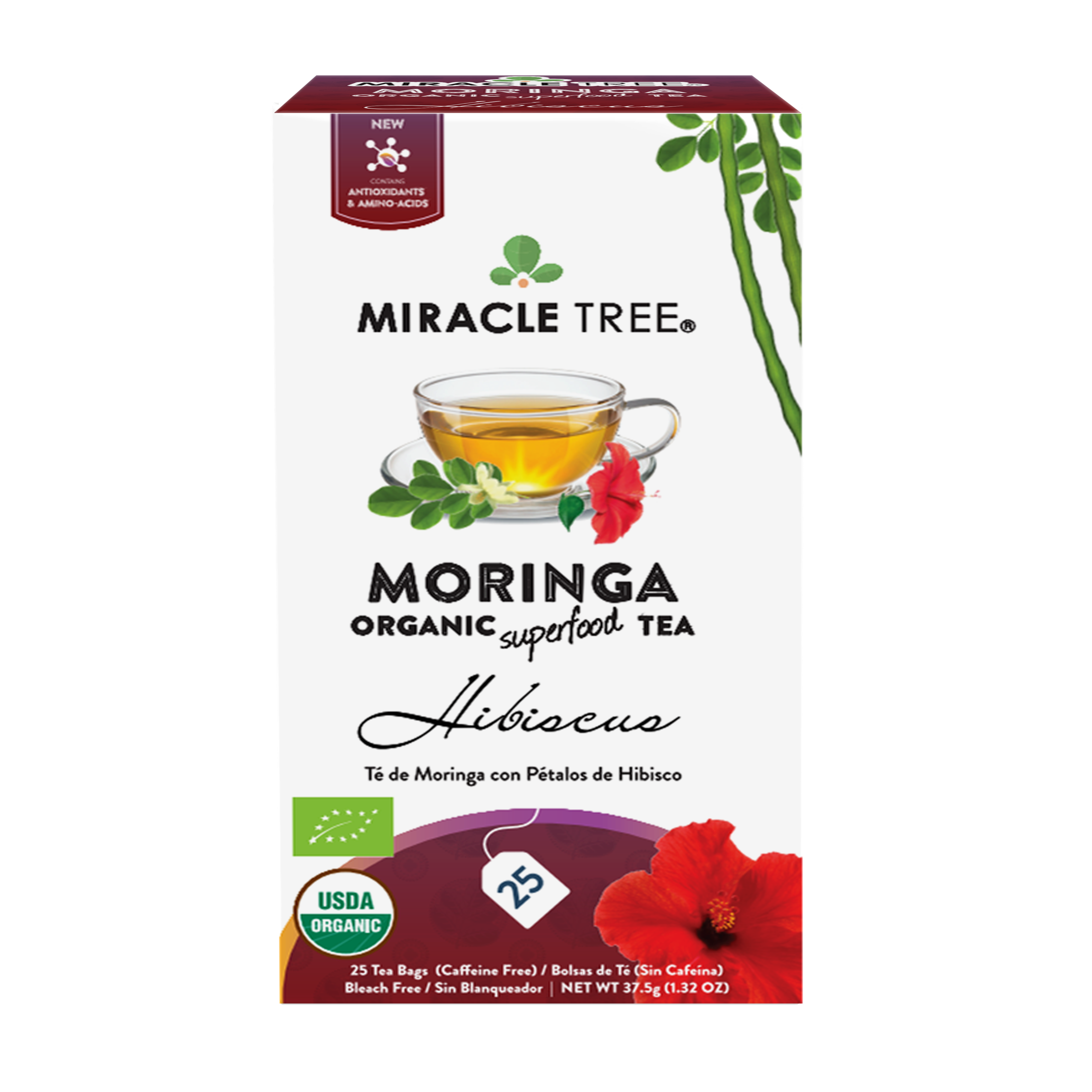 Organic Moringa Tea, Hibiscus