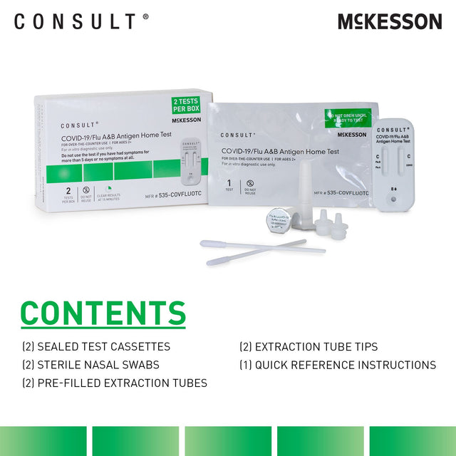 McKesson Consult COVID-19 / Flu A&B Antigen Home Test, 2 Tests