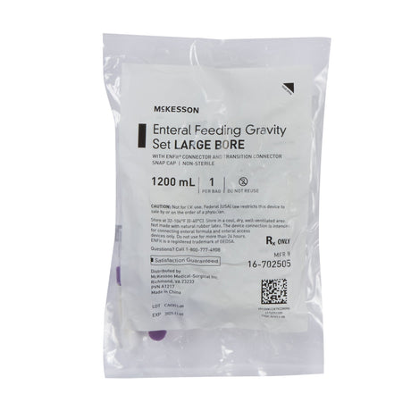 McKesson Enteral Gravity Feeding Bag Set with ENFit Connector, Large Bore