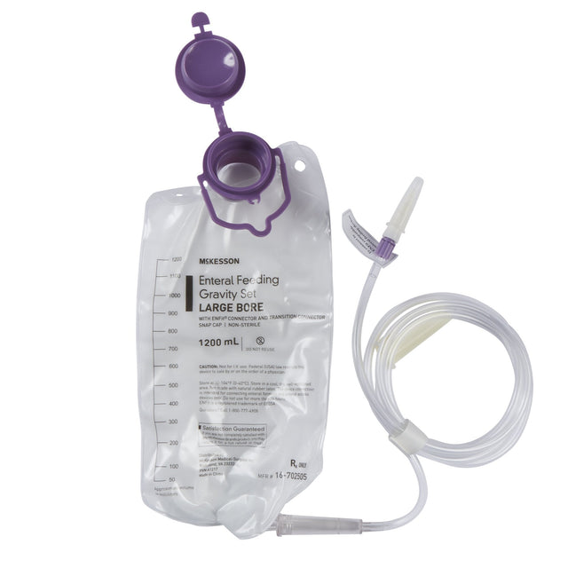 McKesson Enteral Gravity Feeding Bag Set with ENFit Connector, Large Bore