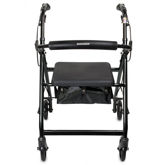 McKesson Lightweight 4 Wheel Rollator Walker, Black