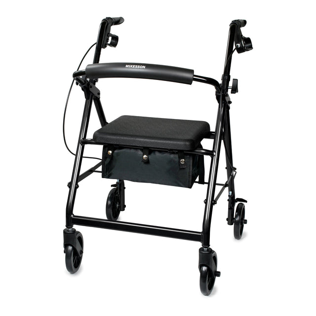 McKesson Lightweight 4 Wheel Rollator Walker, Black