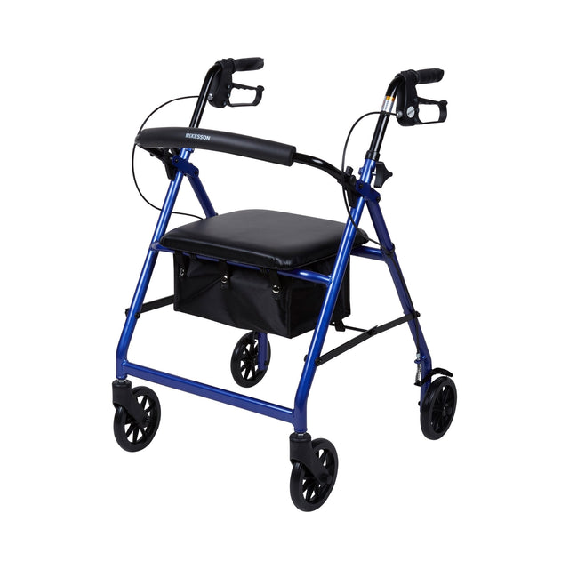 McKesson Lightweight 4 Wheel Rollator Walker, Blue