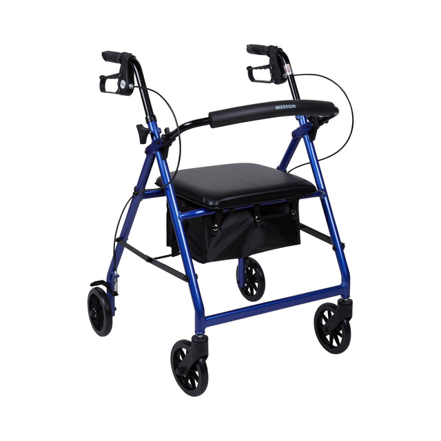McKesson Lightweight 4 Wheel Rollator Walker, Blue