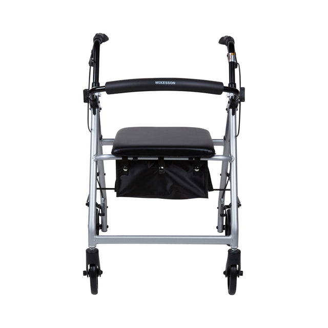 McKesson Lightweight 4 Wheel Rollator Walker, Silver