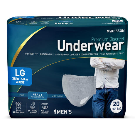 McKesson Men's Premium Discreet Pull On Absorbent Underwear, Heavy