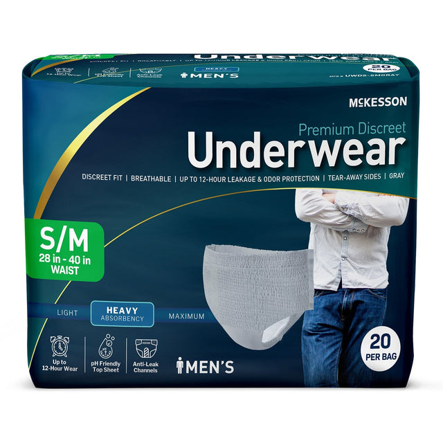 McKesson Men's Premium Discreet Pull On Absorbent Underwear, Heavy