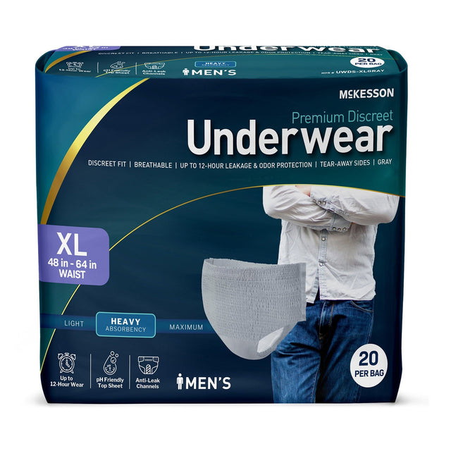McKesson Men's Premium Discreet Pull On Absorbent Underwear, Heavy
