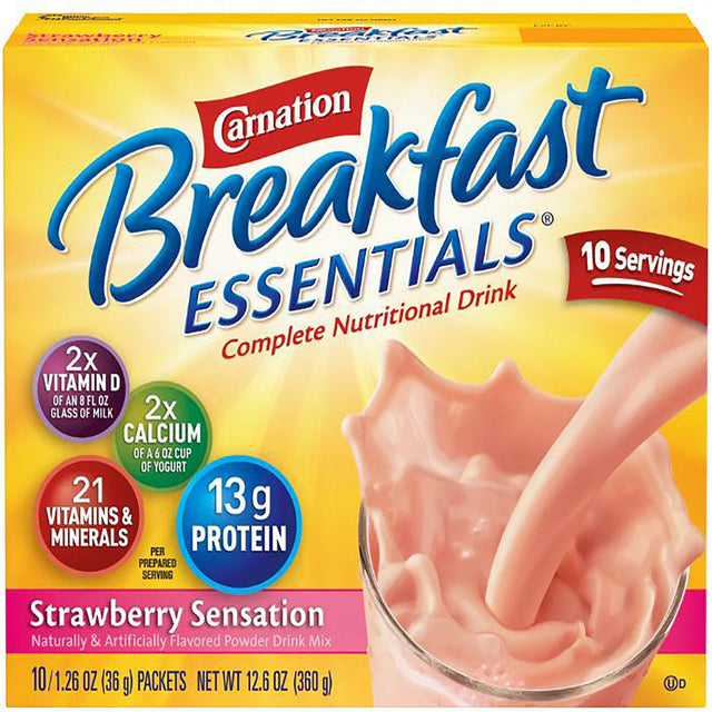 Carnation Breakfast Essentials Powder Drink Mix, Strawberry Sensation