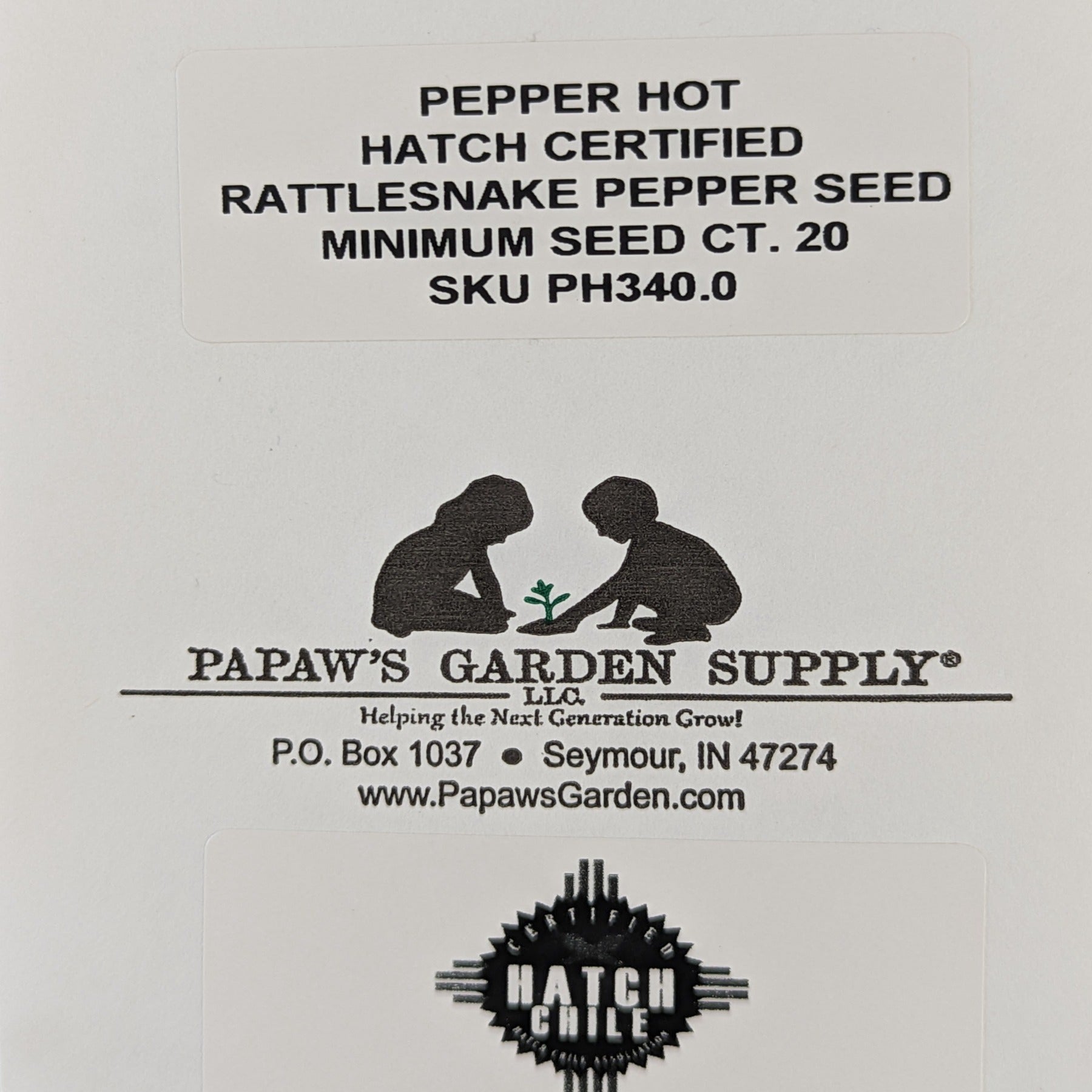 Hatch Cert. Rattlesnake Chile Hot Pepper Seeds