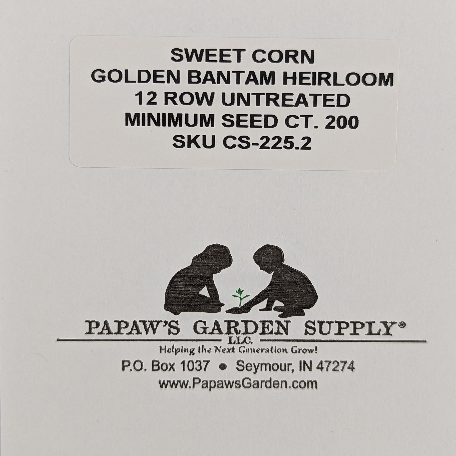 Golden Bantam 12 Row Untreated Heirloom Sweet Corn Seeds