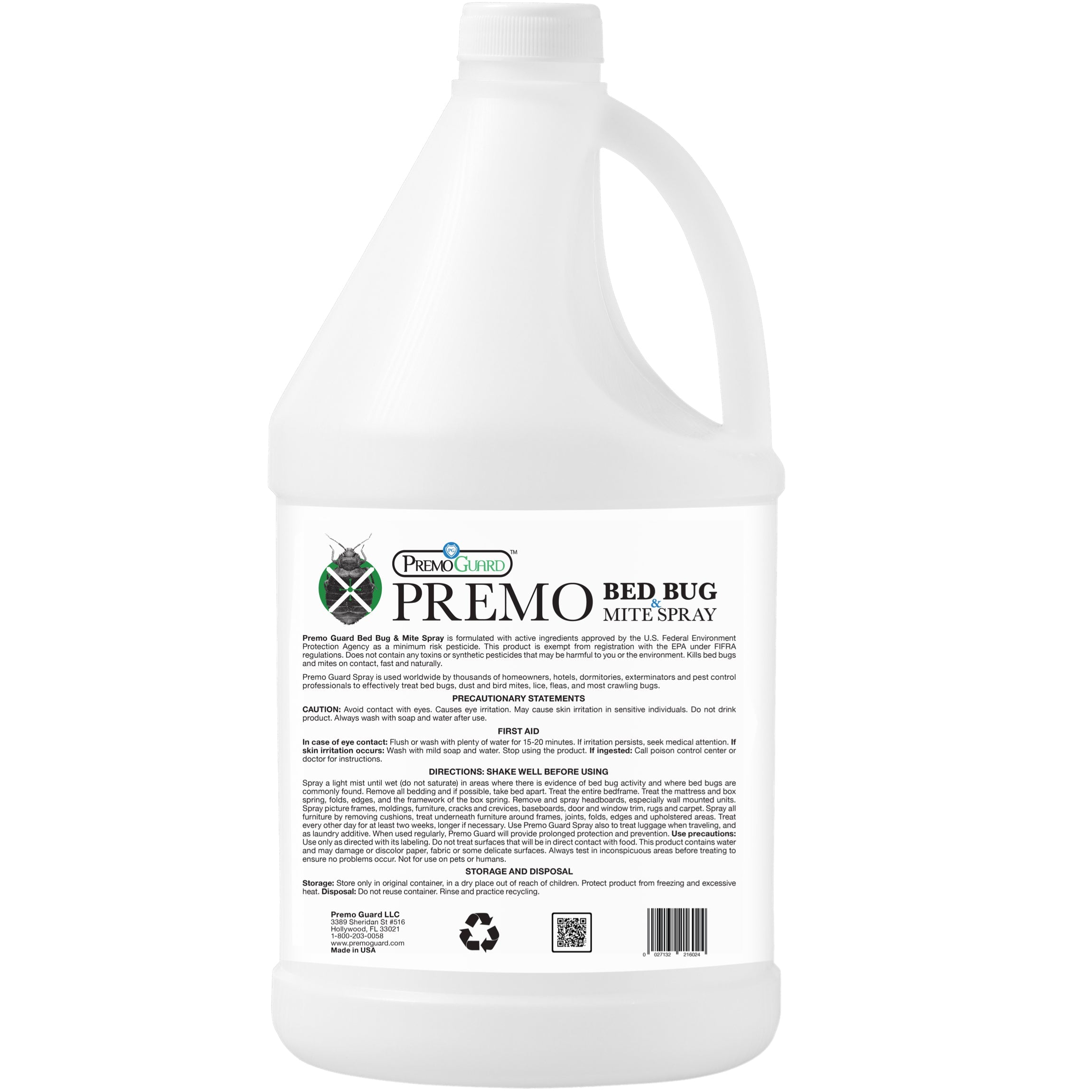 Bed Bug & Mite Killer - 128 oz - All Natural Non-Toxic - By Premo Guard