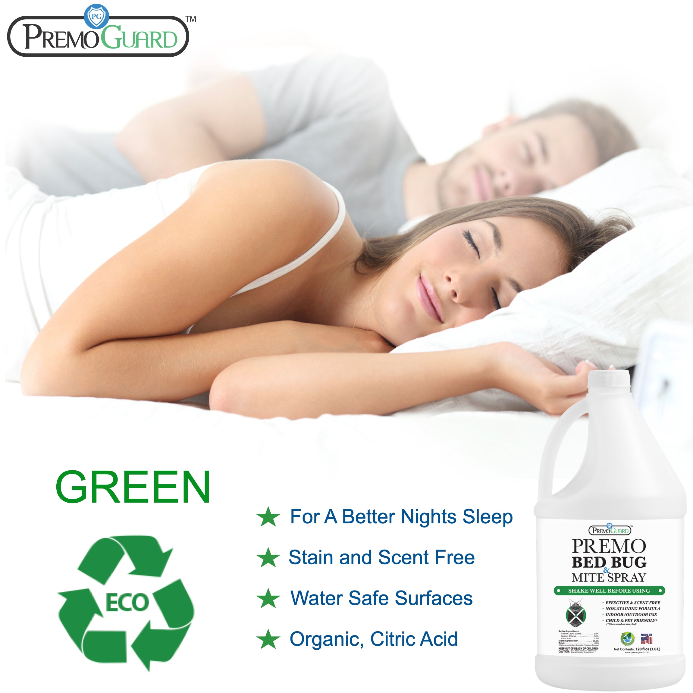 Bed Bug & Mite Killer Spray | Natural & Non-Toxic | Premo Guard (C)