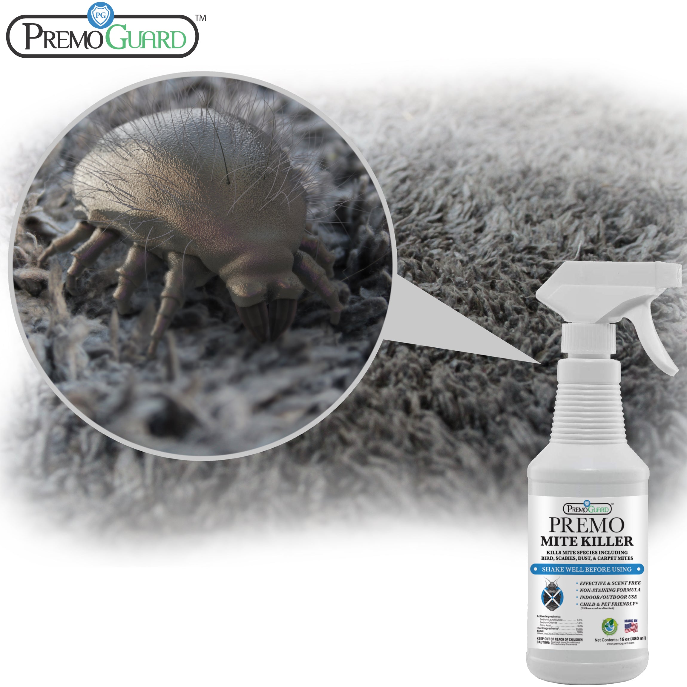 Mite Killer Spray | Natural & Non-Toxic | Premo Guard (C)