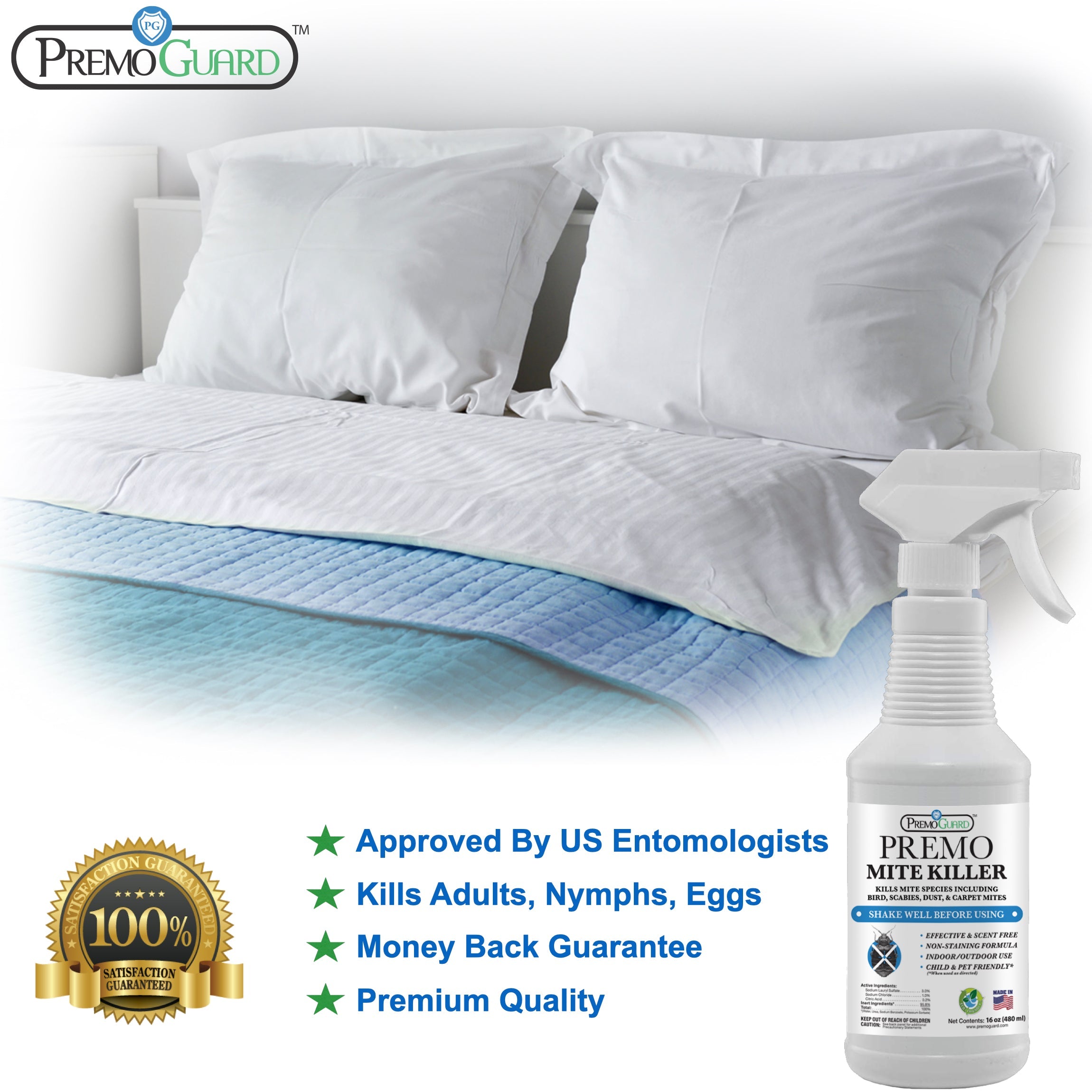 Mite Killer Spray | Natural & Non-Toxic | Premo Guard (C)