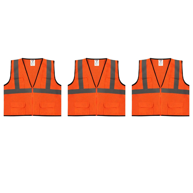 Safety Main 05EAMO Economy Vest, Class 2, All Mesh, Hi-Vis Orange, Pack of 3
