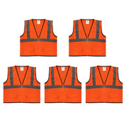 Safety Main 05EAMO Economy Vest, Class 2, All Mesh, Hi-Vis Orange, Pack of 5