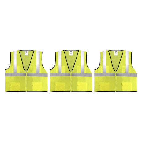 Safety Main 05EAMYZ Economy Vest, Class 2, All Mesh, Hi-Vis Yellow, Pack of 3
