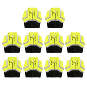 Safety Main 05LWJYB Lightweight Jacket, Class 3, Hi-Vis Yellow with Black Bottom, Pack of 10