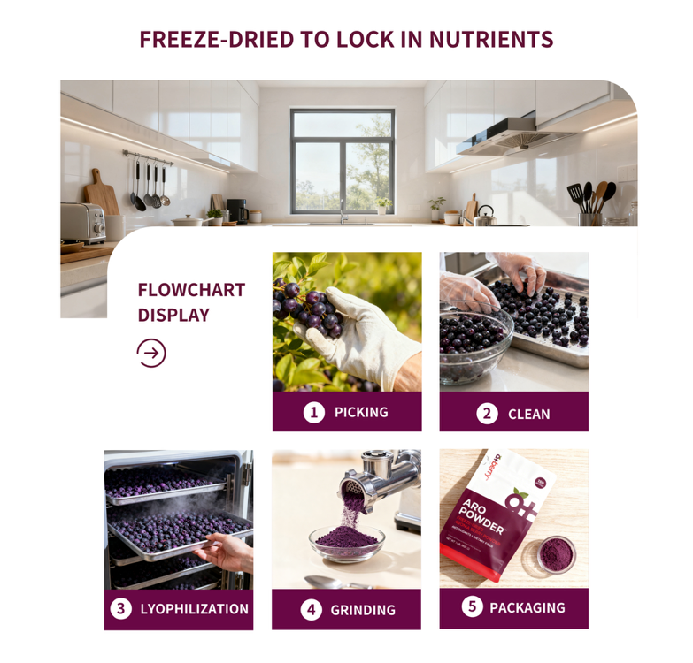 2 Pack AroPowder - Freeze Dried Aronia Berry (Chokeberry) Powder, The Ultimate Superfruit Powder