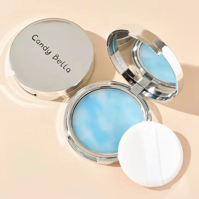 Matte Setting Powder Lasting Oil-Control Purple Glitter Pressed Powder Brightening Face Powder Jelly Compact Foundation Makeup