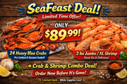 Cooked Crab & Shrimp Seafood Platter — 24 Blue Crabs + 2 lbs Jumbo Shrimp
