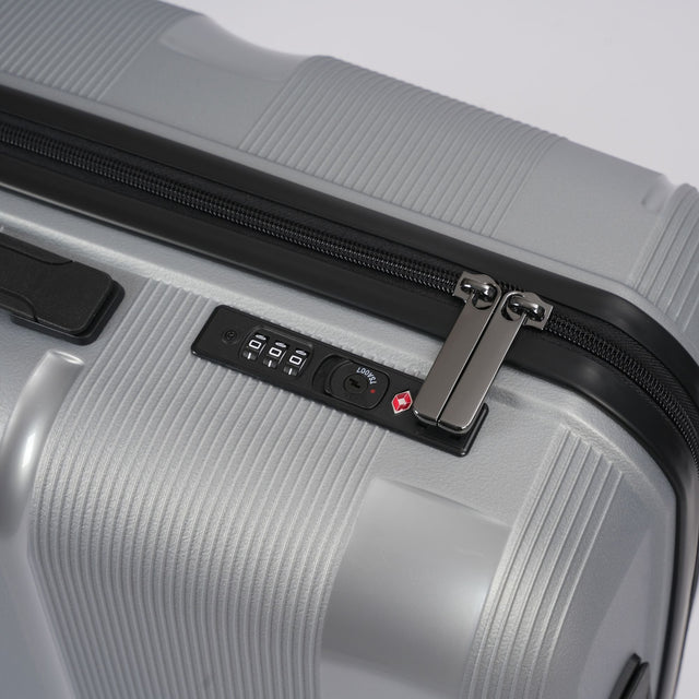 24-inch Silver Hardcase Roller Luggage with 360° Wheels & TSA Lock