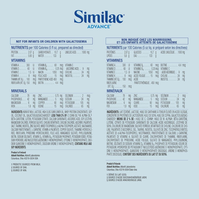 Similac Advance Infant Formula with Iron, Baby Formula, Powder, 12.4 oz Can