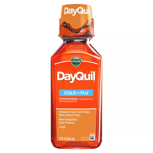 Vicks DayQuil Cold and Flu Medicine Liquid, 12 fl oz