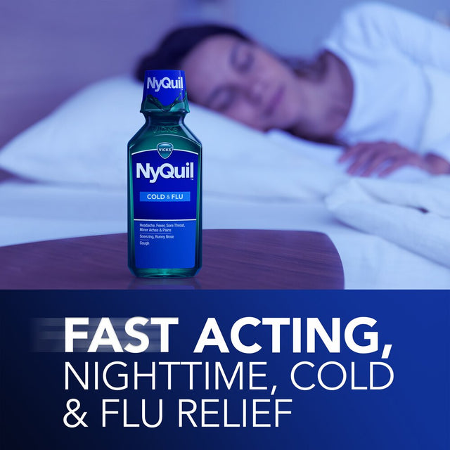 Vicks NyQuil Cold & Flu Nighttime Relief Liquid, 12 fl oz