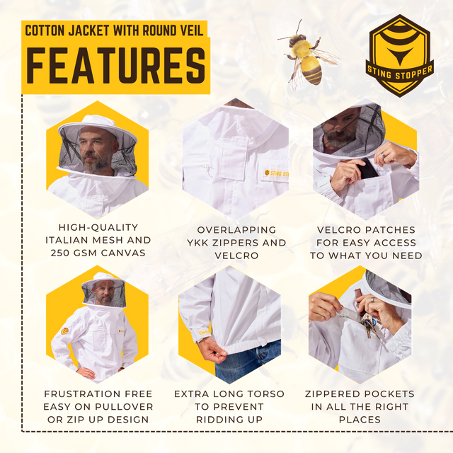 Classic Cotton Beekeeping Jacket with Round Veil