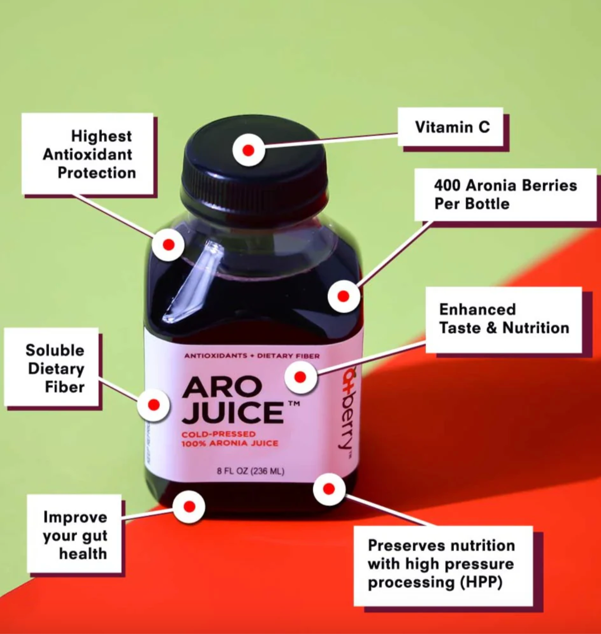 12 Pack AroJuice - Best Tasting Aronia Juice, Best Antioxidant Juice. Best Fruit Juice for Family