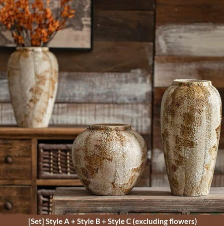Chinese Wabi-Sabi Style Ceramic Vase Decor