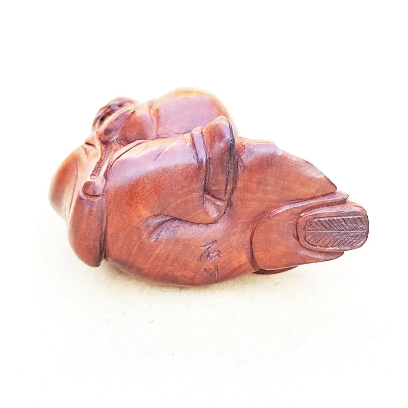 2" Boxwood God of Longevity Netsuke – Japanese Miniature
