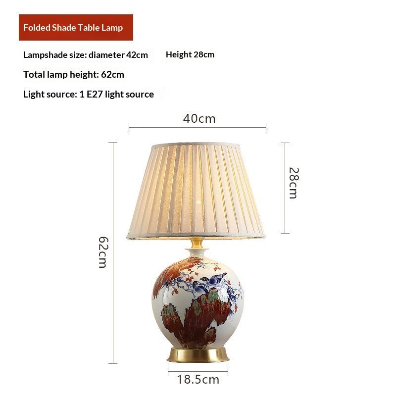 New Chinese-style All-copper Ceramic Table Lamp