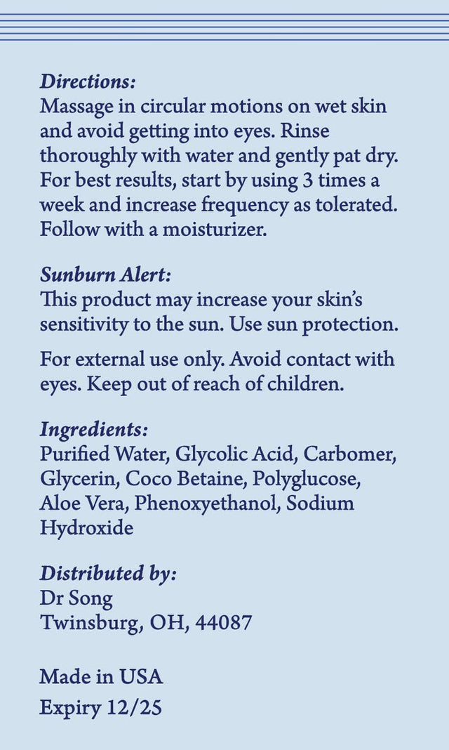 Korean Skin Care -  Glycolic Acid Face Wash - Exfoliating Face Wash with 10% Glycolic Acid, AHA for anti Aging, Acne and Wrinkles Korean Beauty