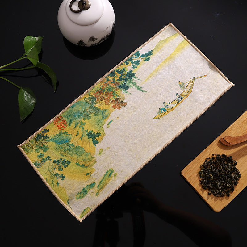 Deerskin Chinese Velvet Painted Zen Absorbent Tea Towel Cloth