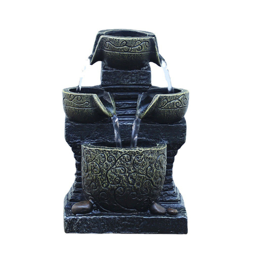 Desktop Water Fountain Ornament – Office & Living Room Asian Home Decor