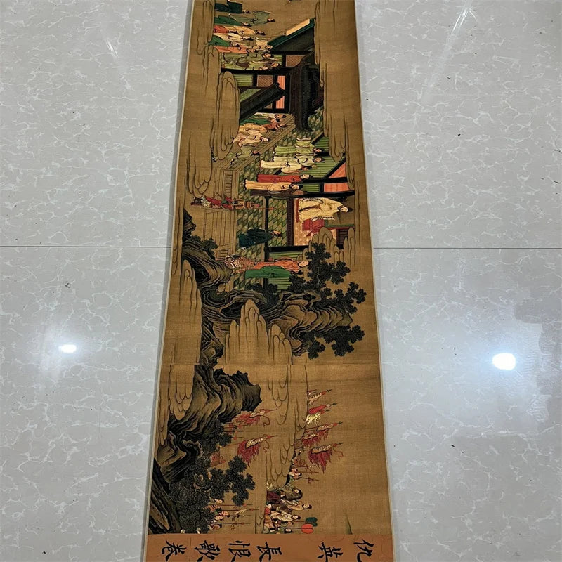 “Everlasting Regret Song” Scroll – After Qiu Ying | Long Chinese Character Painting