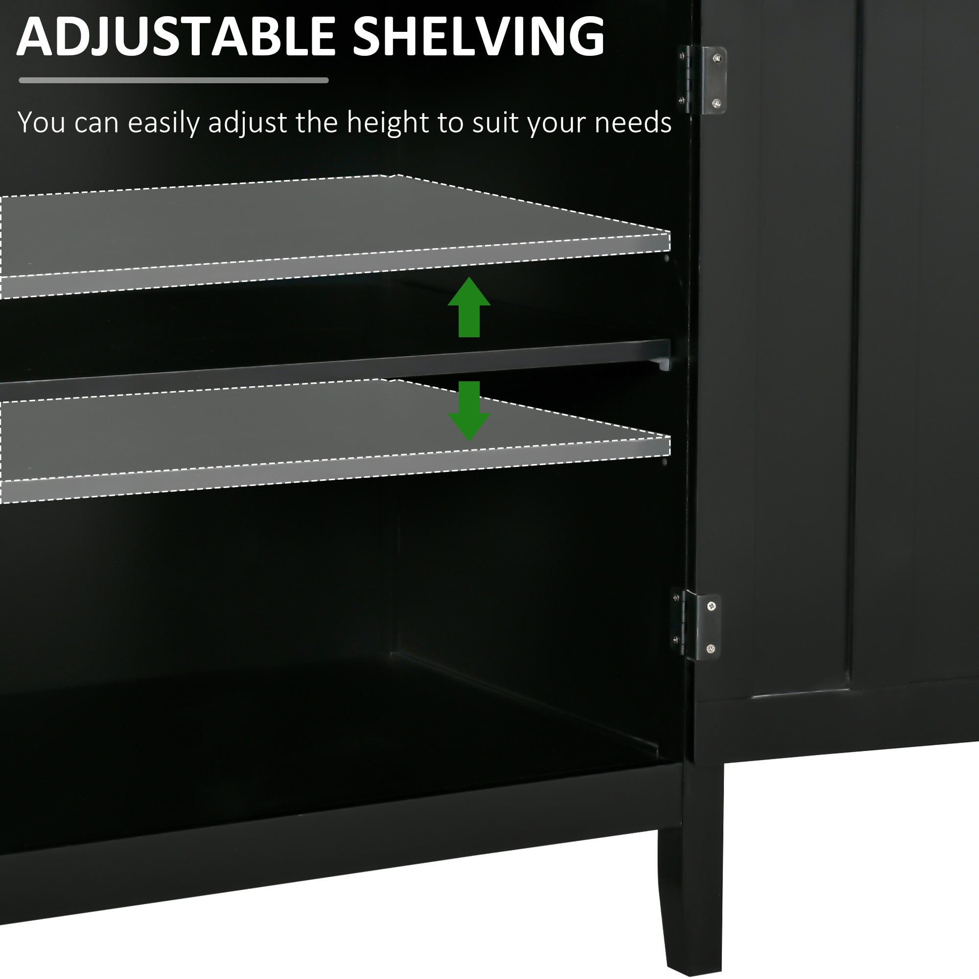 Black Sideboard Buffet Cabinet with 2 Doors and Adjustable Shelves
