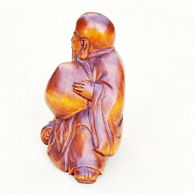 2" Boxwood God of Longevity Netsuke – Japanese Miniature