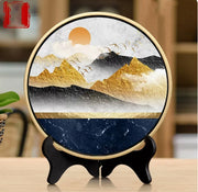 Gold Landscape New Chinese Wall Art – Living Room Asian Home Decor