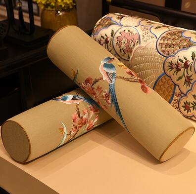Traditional Chinese Jacquard Cylinder Bolster Pillow