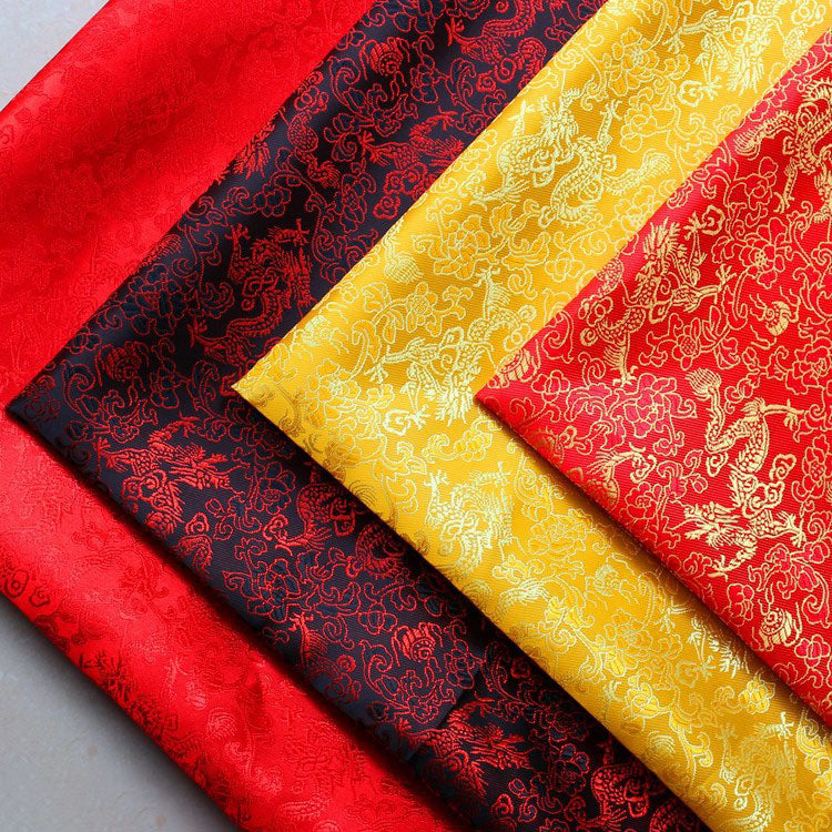 Multicolor Chinese Dragon Pattern Jacquard Fabric