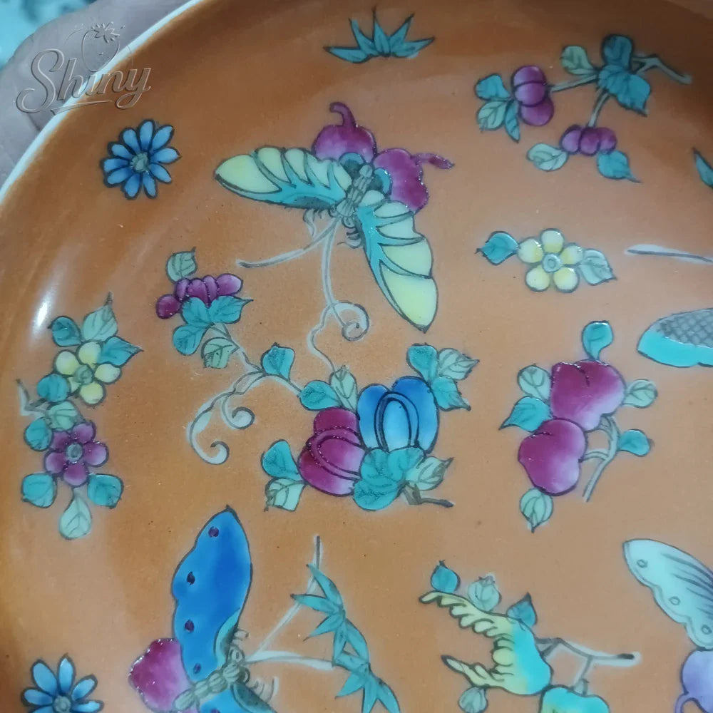 Qing-Style Jingdezhen Butterfly Plate – Pastel Porcelain Ornament Tray (5.5")