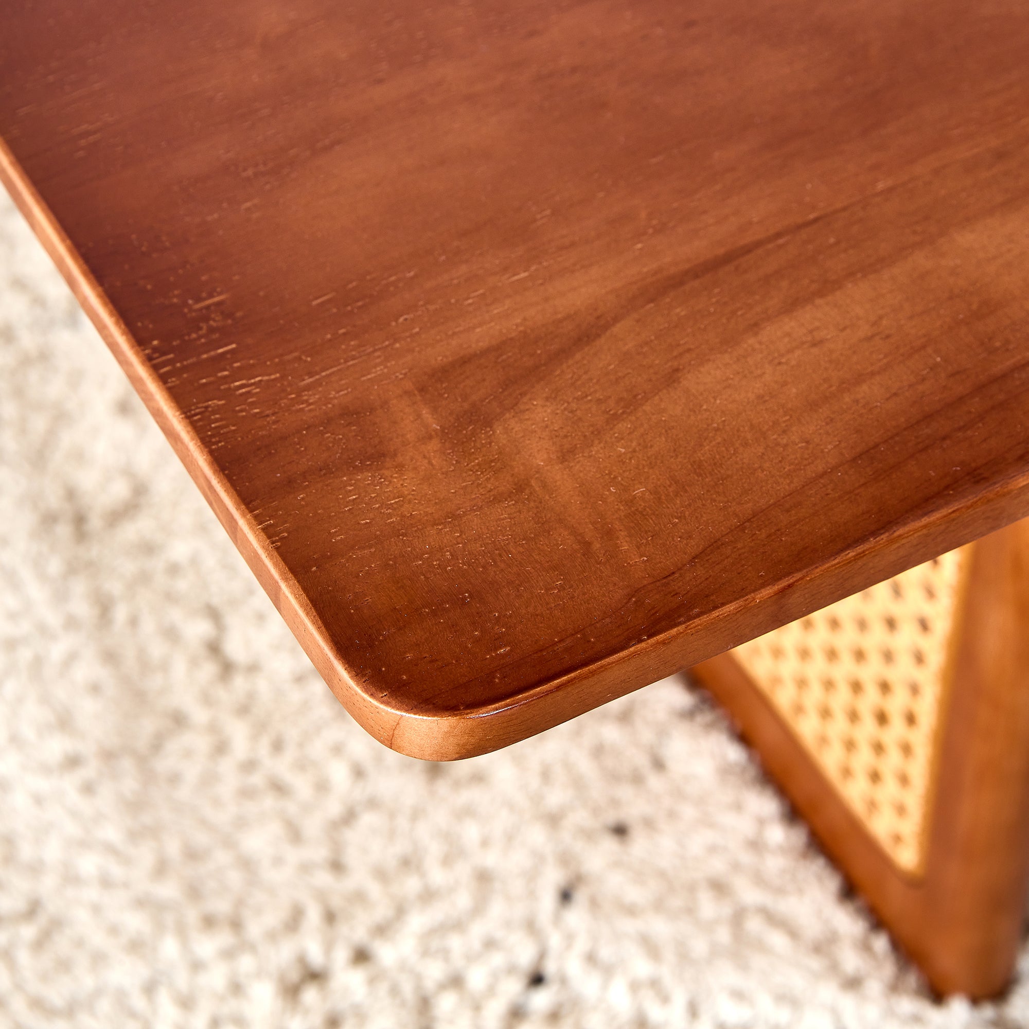 Chinese Style Imitation Rattan Tea Table Walnut Color