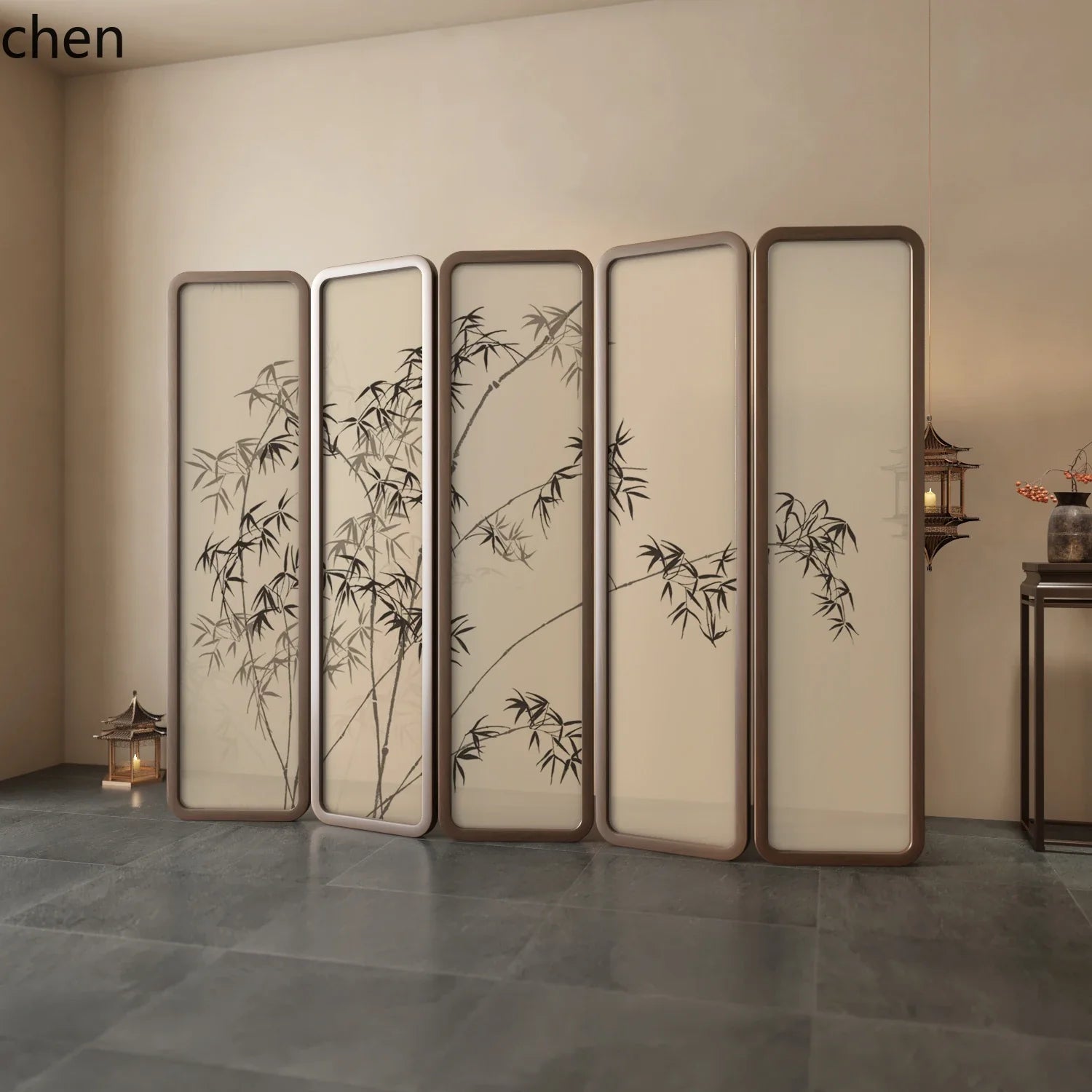 QZT Solid Wood Screen Partition Living Room Folding Mobile Tea Room Conference Room Hall Blocking Zen Style Pine Bamboo Mobile