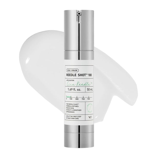 CICA Reedle Shot 100, Spicule Microneedling Serum for Pore Care & Exfoliation, Exosome, Centella Asiatica for Glass Skin, Skin Texture, Korean Liquid Skin Booster (1.69 Fl Oz / 50Ml)